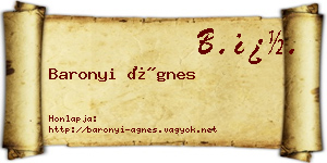Baronyi Ágnes névjegykártya